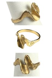 14K Yellow Gold Modernist Abstract Ring, Size 6-3/4 - #JC-B