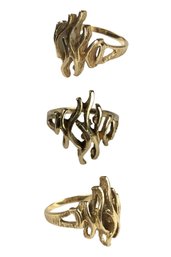 Vintage 14K Yellow Gold Brutalist Ring, Size 8-1/2 - #JC-B