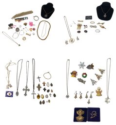 Collection Of Costume Jewelry: Vintage, Religious, 1960s Square Dance & Vintage Christmas - #S19-2