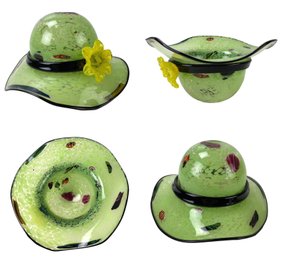 Hand Blown Glass Decorative Hat Bowl / Planter Pot - #S8-2