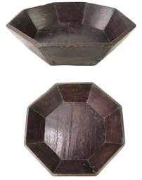 Antique Octagonal Wood Centerpiece Bowl With Dovetail Joints - #S7-3