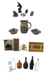 Inca Pisca Bottles, Animal Figurines & Pewter Paperweight, Stoneware Pottery & More - #S2-4