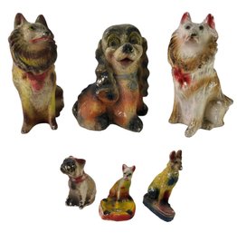 Vintage Carnival Prize Chalkware Dog Statues, Coin Bank & Ashtray - #S15-2
