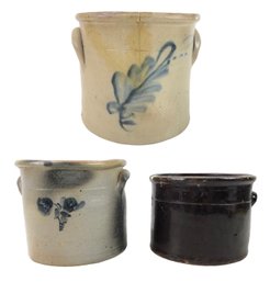 Antique Salt Glazed Stoneware Crocks - #S15-3