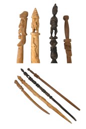 Collection Of Carved Wood Scepters - #SW-9