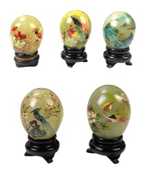 Smithsonian Chinese Eggs With Hand Painted Village Landscape, Birds & Flowers - #FS-2