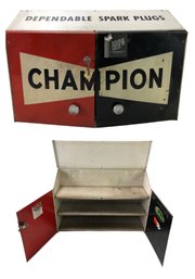 Vintage Champion Spark Plugs Service Station Cabinet, Made In USA - #S17-2