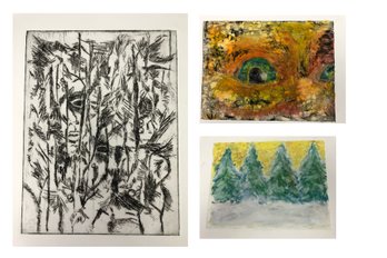 Collection Of Abstract & Winter Landscape Etchings - #S7-4