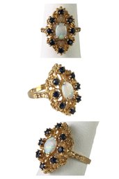 14K Yellow Gold Opal & Sapphire Ring, Size 5-3/4 - #JC-B