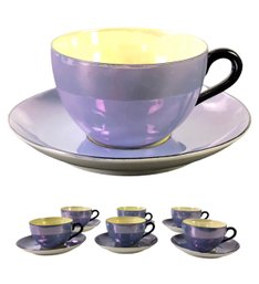 Vintage Rudolf Wachter Bavaria Lusterware Teacups And Saucers (Set Of 6), Made In Germany - #S1-3