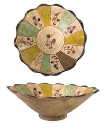 Middle Eastern Glazed Earthenware Pottery Bowl With Floral Motif - #S6-3