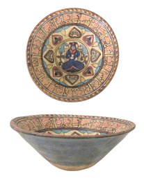 Persian Nishapur Hand Painted Glazed Pottery Bowl - #S12-1