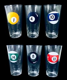 Vintage Libbey Duratuff Billiard Ball Beer Glasses - #S2-3
