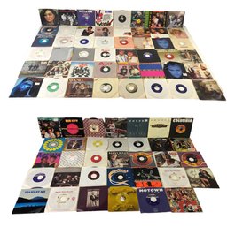 Large Collection Of 45 RPM Vinyl Records: Boston, Culture Club, Elton John, John Lennon & More - #S9-3