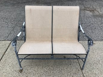 Aluminum & Beige Mesh Patio Bench - #LSOB