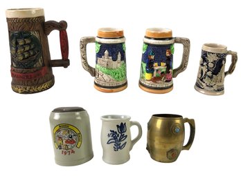 Collection Of German & Japanese Beer Steins, Brass Tankard & More - #S4-3