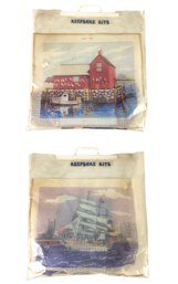 KEEPSAKE KITS Needlepoint Canvas By Harriet Solit (Tall Ship In Boston Harbor & Motif #1) - #S6-1