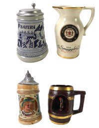 Old Smuggler Scotch Whiskey Pitcher, Musical Beer Mug & German Beer Steins - #S6-3