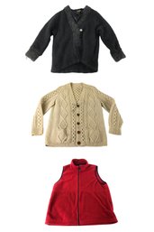 Susan Fife Free People Mohair & Wool Jacket, LL Bean Fleece Vest & Irish Wool Cardigan - #CR
