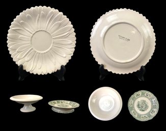 Tiffany & Co. Daisy Plate, Pottery Barn Dessert Stand & Green Transferware Footed Serving Plate - #S6-3