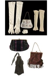 Collection Of Kid Gloves, French Walborg Beaded Bag, Mesh Purse & More - #JC-L