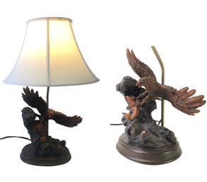 Hawk Catching A Trout Sculpted Resin Table Lamp (WORKS) - #S16-5