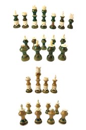 Mexican Carved Wood & Bone Chess Pieces - #S3-5