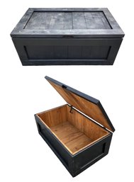 Black Solid Wood Storage Trunk / Toy Chest With Soft Close Lid - #FF