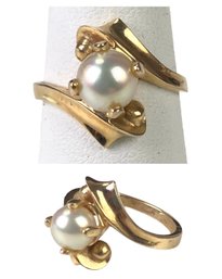 14K Yellow Gold Pearl Ring, Size 6-3/4 - #JC-B