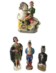 Mid-Century Hand Painted Wine Bottles & Polish Legion American Veterans Decanter - #S10-2