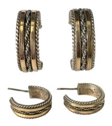 12K Gold Filled & Sterling Silver Hoop Earrings - #JC-B