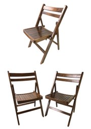 Wood Slatted Folding Chairs (Set Of 3) - #S24-F