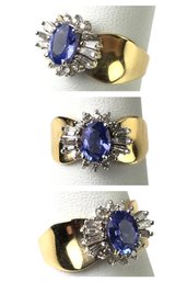 14K Yellow Gold Tanzanite & Diamond Ring, Size 7-1/4 - #JC-B