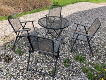 Folding Wrought Iron Patio Table Set - #BOB