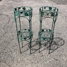 Vintage Green 2-Tier Wire Plant Stand (Set Of 2) - #BOB