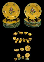 Italian Cantagalli Pottery 90-Piece Dish Set (With Singing Cockerel Mark) - #W1