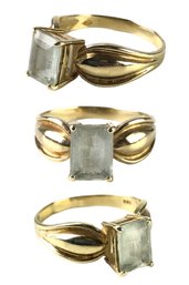 10K Yellow Gold Aquamarine Cocktail Ring, Size 8-1/4 - #JC-B