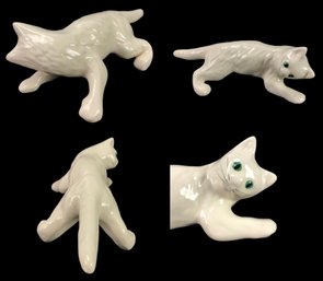 Mid-Century Camark Pottery Climbing White Ceramic Cat - #S8-2