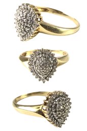 14K Yellow Gold Diamond Cluster Ring, Size 8-1/4 - #JC-B