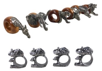 Makoulpa African Animal Napkin Rings & Aluminum Elephant Napkin Rings - #S16-4