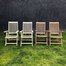Vintage Outdoor Teak Wood Reclining Chairs (Set Of 4) - #BOB