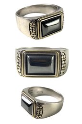 Sterling Silver & 14K Yellow Gold Hematite Men's Ring, Size 13-1/4 - #JC-B