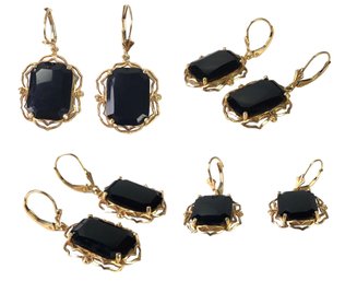 14K Yellow Gold Black Onyx Earrings - #JC-B