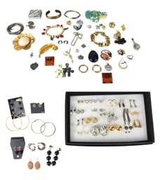 Large Collection Of Costume Jewelry: Bracelets, Earrings, Pins & More - # S13-3