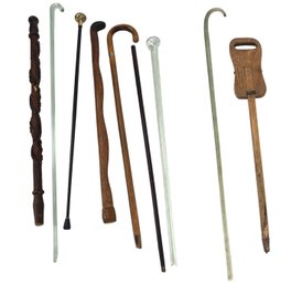 Collection Of Walking Canes: Bridges US Air Force, 1940 Souvenir D'Alcase, Snake Head & More - #FF