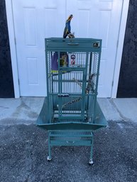 Prevue Hendryx Wheeled Green Wrought Iron Parrot Cage - #FF