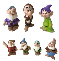 Vintage Snow White And The Seven Dwarves Ceramic Figurines By Walt Disney Prod. - #S18-2