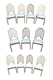 Vintage Stackable Upholstered Metal Dining Chairs, (Set Of 11) - #BR