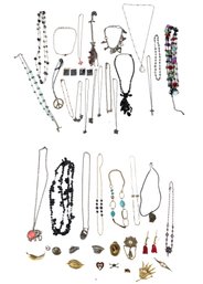 Large Collection Of Costume Jewelry: Necklaces, Pendants & Pins - #JC-L