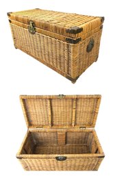 Brass Mounted Wicker Blanket Chest - #FF